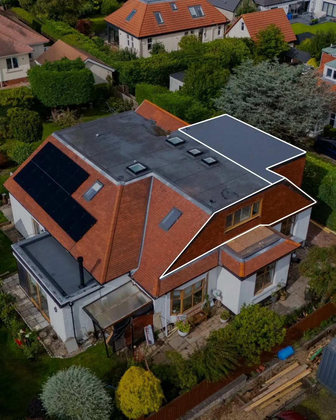 New flat roof covering and tiled roof on an Edinburgh property