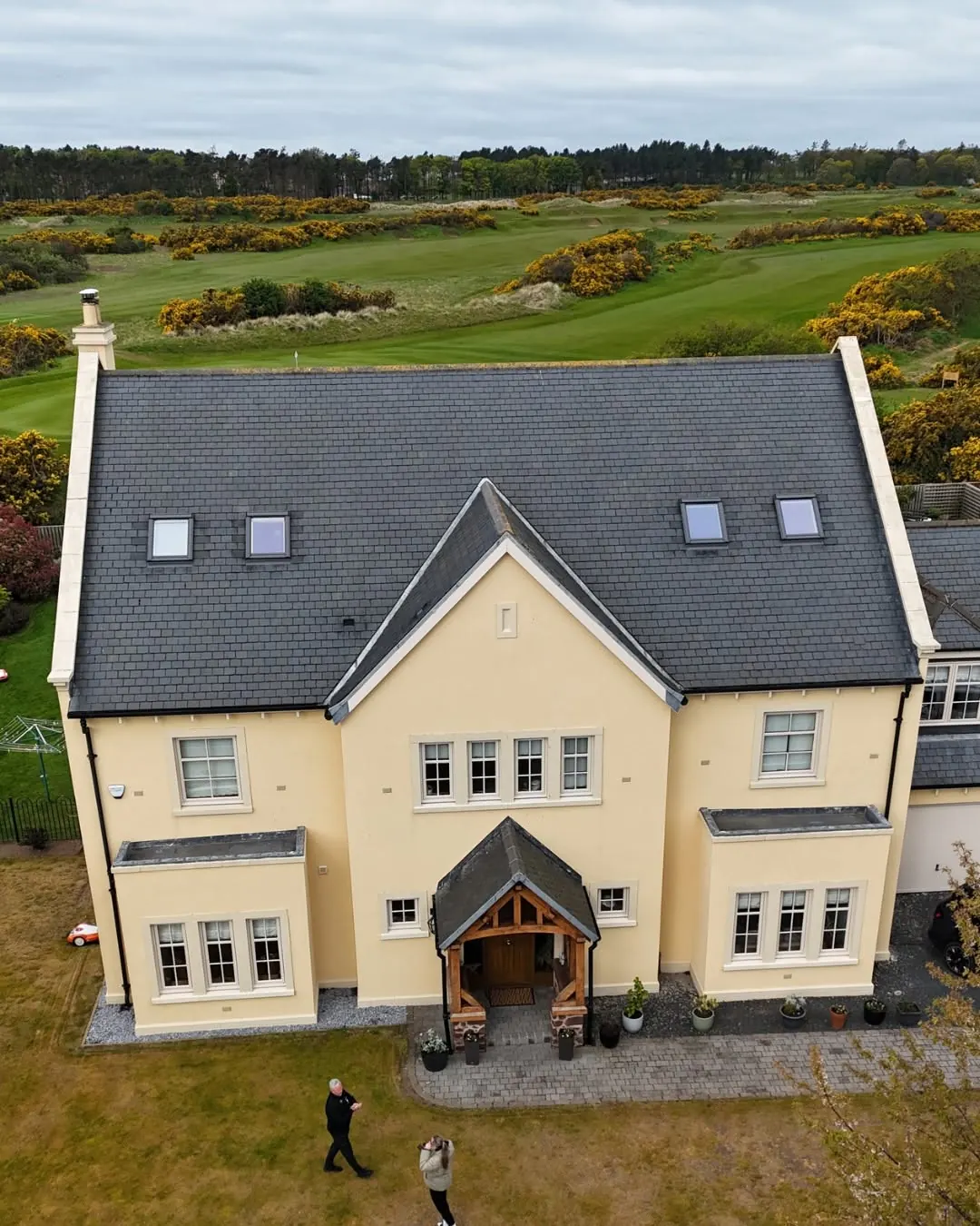 New slate roof on a large house near the coast